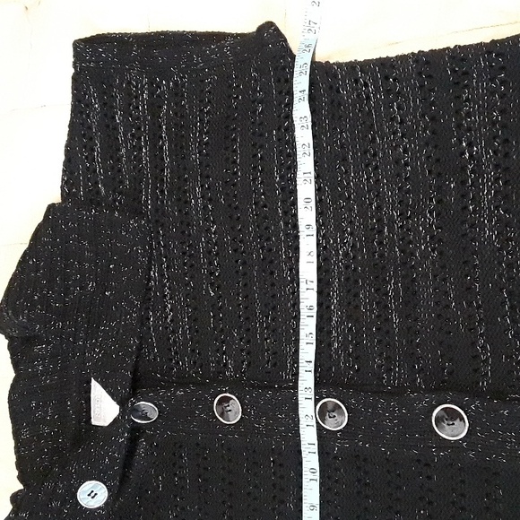 Needleworks Avenue Design Black/Silver Short Sleeve Button Front Cardiga… - Picture 4 of 7